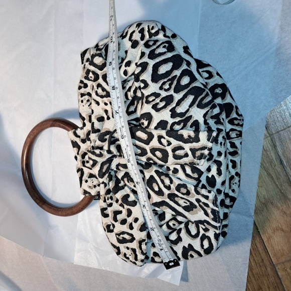 Anthropology small mini Handbag. Animal Print. Wood Handles. - Picture 9 of 10